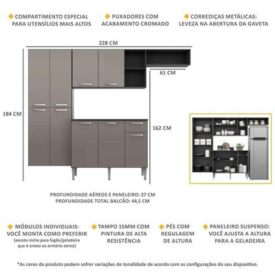 Armário De Cozinha Compacta Com Balcão  Multimóveis V3000