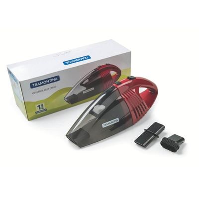Aspirador de Pó Portátil para Carros 12V 60W Escova e Bocal Prolongador Tramontina Vermelho Limpeza