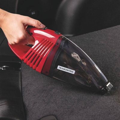 Aspirador de Pó Portátil para Carros 12V 60W Escova e Bocal Prolongador Tramontina Vermelho Limpeza