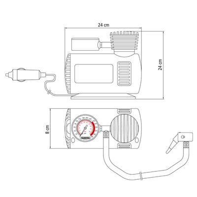 Mini Compressor de Ar Portátil Tramontina para Carros Encher Pneu 50w 12v Inflador Bola Boia