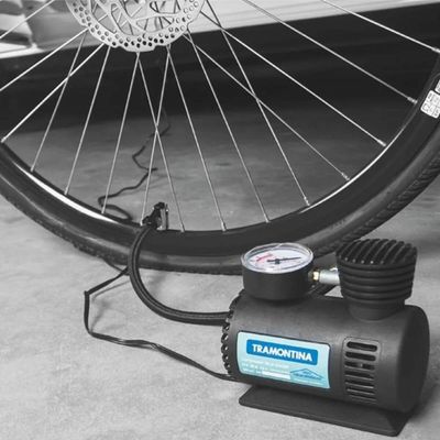 Mini Compressor de Ar Portátil Tramontina para Carros Encher Pneu 50w 12v Inflador Bola Boia
