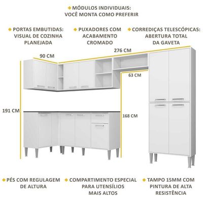 Cozinha Completa Armário e Balcão Xangai Zouk Multimóveis