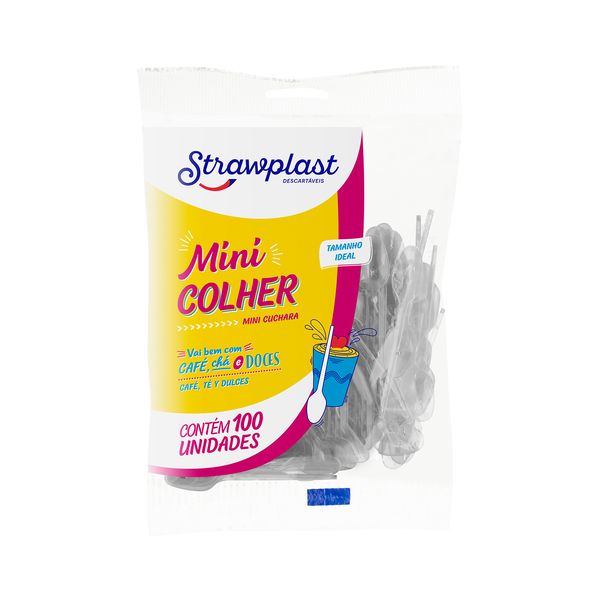 Mini Colher Strawplast com 100 Unidades Cristal Mini Colher Strawplast com 100 Unidades Cristal