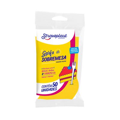 Garfo Strawplast para Sobremesa com 50 Unidades Amarelo