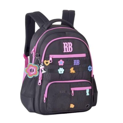 Kit Mochila De Costas E Estojo Preto 17,5 Rebecca Bonbon