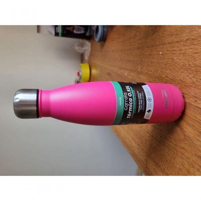 Garrafa Térmica De Inox Parede Dupla 520ml Plasvale Rosa