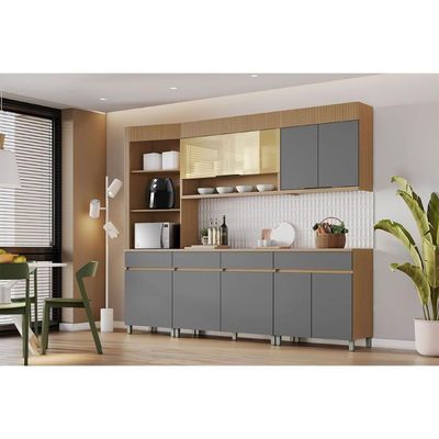 Balcão Cozinha Nesher Realeza C/ 2 Portas 2gavs 120cm Carvalho/titânio
