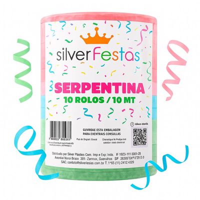 Serpentina Carnaval Silver Plastic 10m