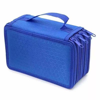 Estojo Escolar Feminino/ Masculino Box Juvenil Martelasse Organizador Grande Jumbo Box 2 Compartimentos Cor:azul/4 Zíper