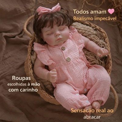 Bebê Reborn Menina, Fofa, Super Realista, Corpo De Pano, Cabelo Implantado Fio A Fio