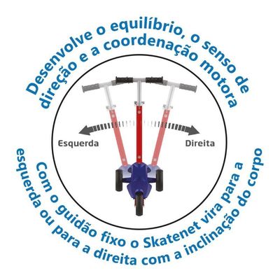 Patinete Skatenet Infantil Led Ajustável Azul Bandeirante