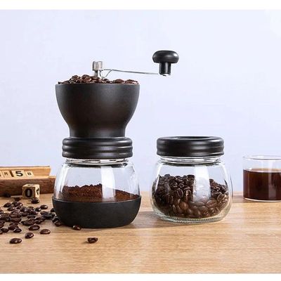 Moedor De Café Em Aço Inox Com Porta Pó Extra De Vidro Preto Lyor