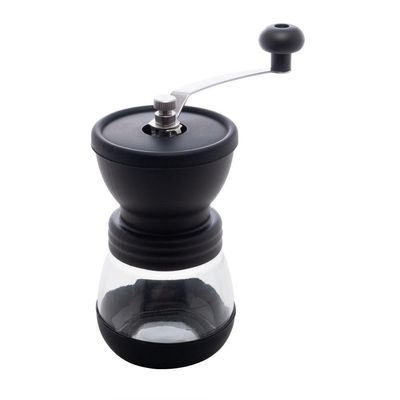 Moedor De Café Em Aço Inox Com Porta Pó Extra De Vidro Preto Lyor