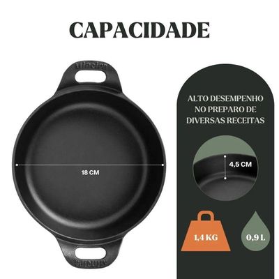 Kit 3 Travessas Redonda 0,4l + 0,9l + 1,7l Em Ferro Fundido Panela Mineira
