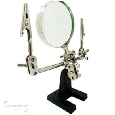 Lupa De Bancada Mesa Com Suporte Pinça Lente De 6 Cm