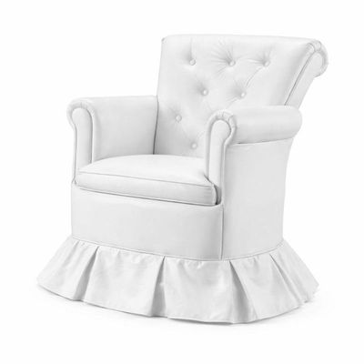 Poltrona Amamentação Descanso Balanço Confortável Quarto Cadeira Sala Leitura Corino Branco