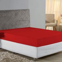 Lençol Com Elástico King Nobre 1 Peça 30cm De Altura Malha 100% Algodão - Vermelho