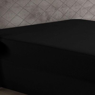 Lençol Com Elástico Casal Nobre 1 Peça Luva De Box 55cm De Altura Malha 100% Algodão - Preto