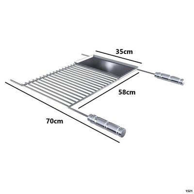 Grelha Para Churrasco Em Aço Inox Com Chapa Auxiliar 70x58 Cm