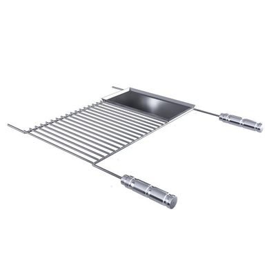 Grelha Para Churrasco Em Aço Inox Com Chapa Auxiliar 70x58 Cm