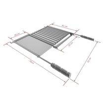 Grelha Para Churrasco Em Aço Inox Com Chapa Auxiliar E Coletor De Gordura 77x65 Cm