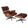 Poltrona Para Leitura Charles Eames Couro Com Puff Base Aluminio Marrom