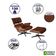 Poltrona Para Leitura Charles Eames Couro Com Puff Base Aluminio Marrom