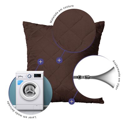 Capa de Almofada MR 45cm x 45cm 1 Peça Matelada 100% Poliéster - Marrom