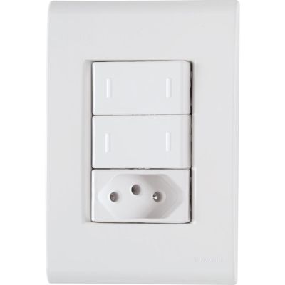 Conjunto 4x2 com 2 Interruptores Paralelos 10 A 250 V e 1 Tomada 2P+T 20 A 250 V Tramontina Liz Branco