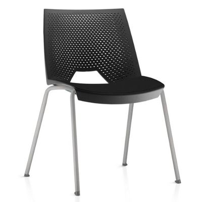 Kit 02 Cadeiras Empilhável Fixa Liked F02 Base Aço Cinza Preto - Lyam Decor