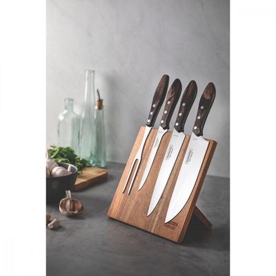 Jogo para Churrasco Tramontina com Laminas em Aço Inox e Cabos em Madeira Polywood Castanho 5 Peças