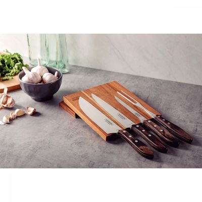 Jogo para Churrasco Tramontina com Laminas em Aço Inox e Cabos em Madeira Polywood Castanho 5 Peças