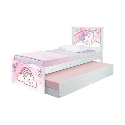 Cama Solteiro Infantil com Cama Auxiliar 195x96cm Personagens Unicórnio K02 - D'Rossi