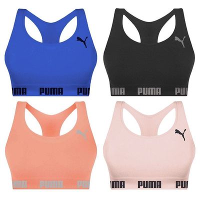 Kit 4 Tops Puma Nadador Sem Costura Feminino P / Rosa e Preto