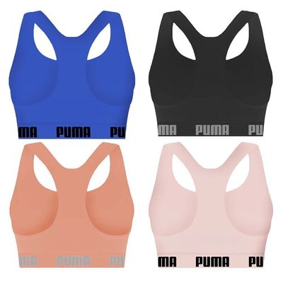 Kit 4 Tops Puma Nadador Sem Costura Feminino P / Rosa e Preto