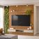 Painel Ripado Para TV 75 Pol Slats e Bancada Lisa 219x250cm L05 Nature Off White - Lyam Decor