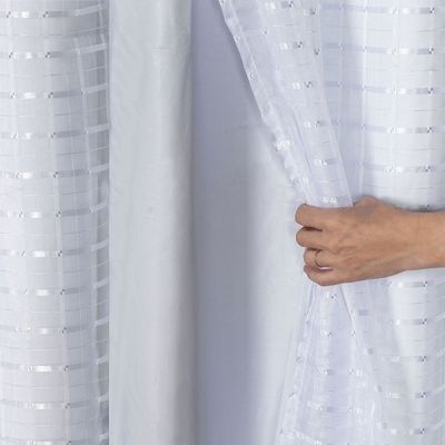 Cortina Blackout Pvc Com Tecido Voil Xadrez 2,80 M X 2,30 M - Branco