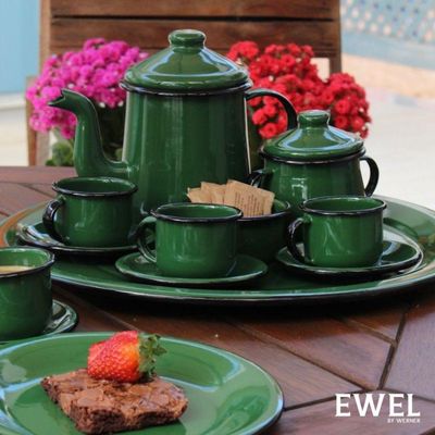 Açucareiro Esmaltado Verde 380 Ml Ewel