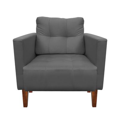 Poltrona Sala Decorativa Livia Pé Madeira Castanho Suede Grafite M11 - D'Rossi