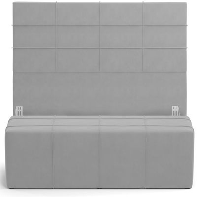 Kit Cabeceira Cama Box King 195cm com Calçadeira Roma W01 Suede Cinza - Lyam