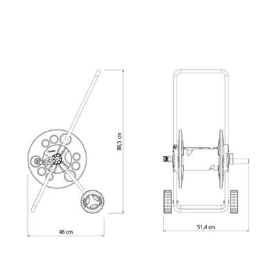 Enrolador de Mangueira Tramontina até 55m 1/2" com Rodinhas Suporte Giratório Pátio Jardim