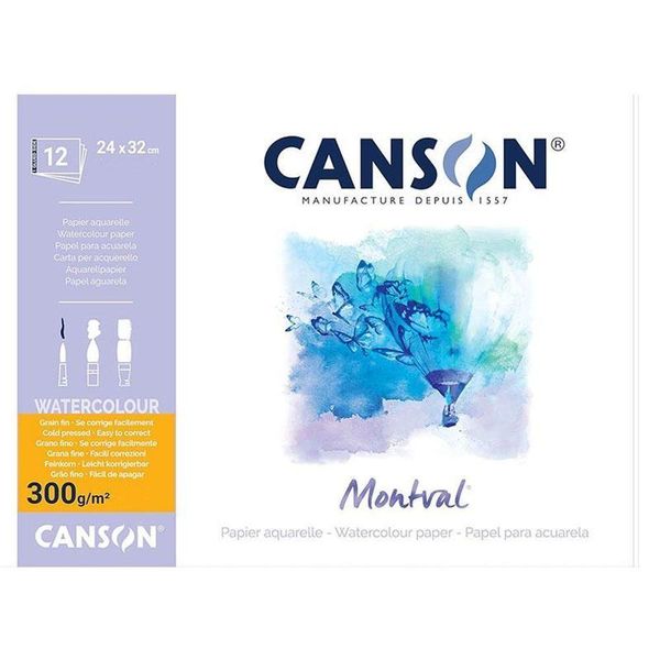 Bloco De Papel Para Aquarela Montval 12 Folhas 24x32cm - Canson