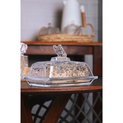 Manteigueira Cristal Com Tampa New Butterfly 18 X 10 X 10,8 Cm Lyor