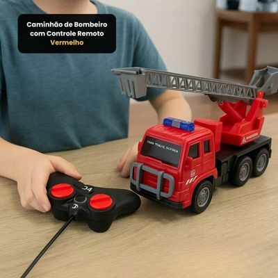 Caminhão De Bombeiro Com Controle Remoto - Vermelho
