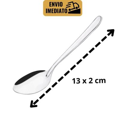 Kit 12 Colher De Café Beta Inox 13 Cm Ideal Para Café, Chá E Uso Diário