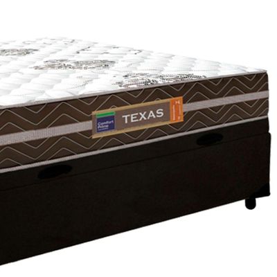 Cama Box Baú Casal Suede + Colchão Molas Ensacadas Texas Prime Colchões 138x188x63cm Preto