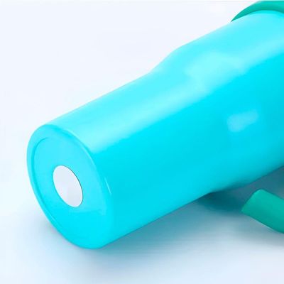 Copo Térmico Inox Com Alça Canudo Esmaltado Glitter Azul Claro