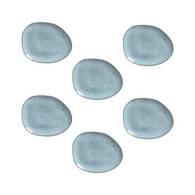 Conjunto de Pratos Oval Orgânico Breeze 31cm 6 Peças Porto Brasil Azul