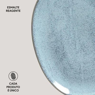 Conjunto de Pratos Oval Orgânico Breeze 31cm 6 Peças Porto Brasil Azul