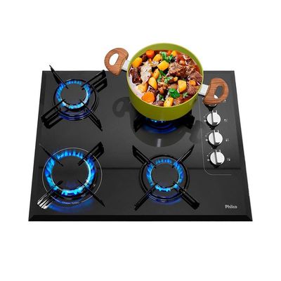 Cooktop A Gás Philco 4 Bocas Chef 4 Vidro Temperado Bivolt